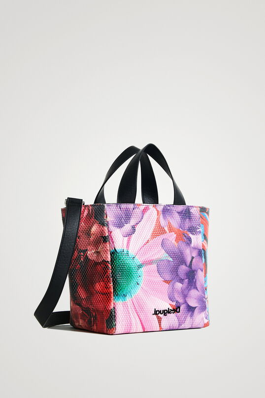 Desigual női kézi táska fonott mintás virágos lila eső