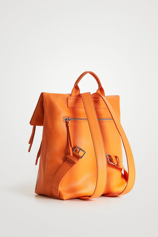 Desigual felhajtható fedeles közepes A4 szögletes hátizsák narancs