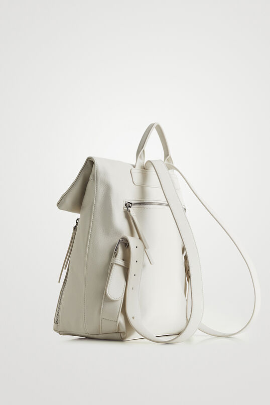 Desigual felhajtható fedeles közepes A4 szögletes hátizsák fehér