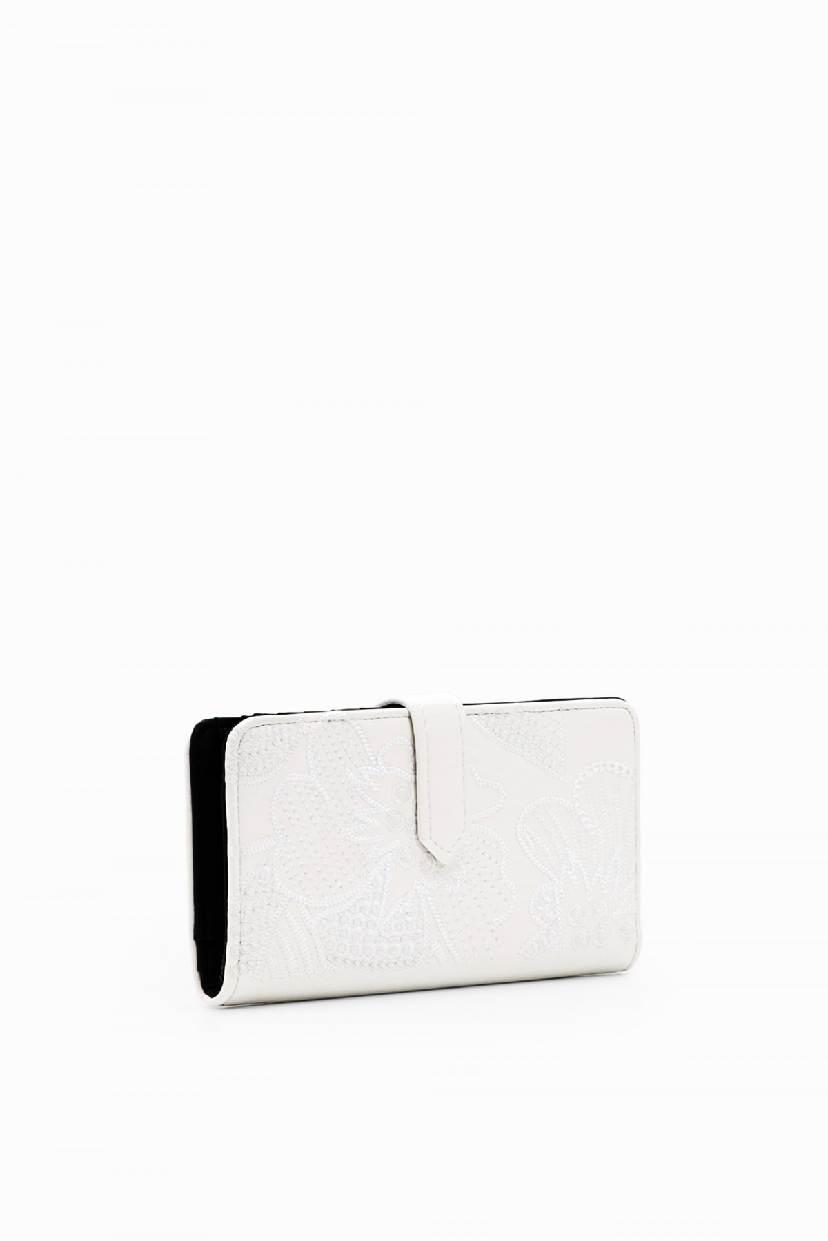 Desigual közepes hímzett pénztárca kapcsos fehér