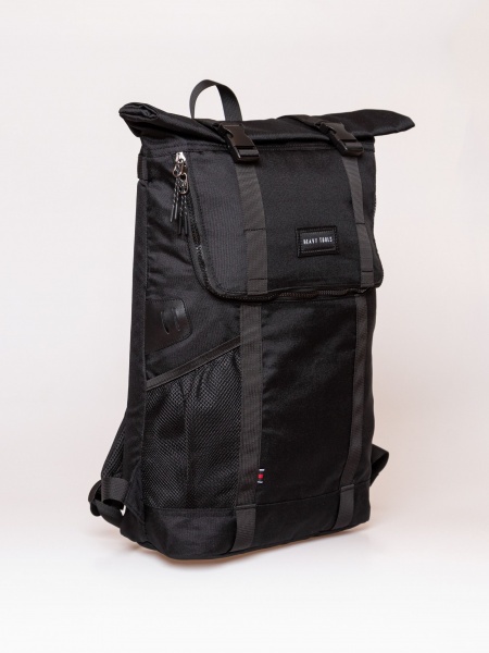 HeavyTools nagy laptoptartós hátizsák tekerhető fedeles ESKE fekete