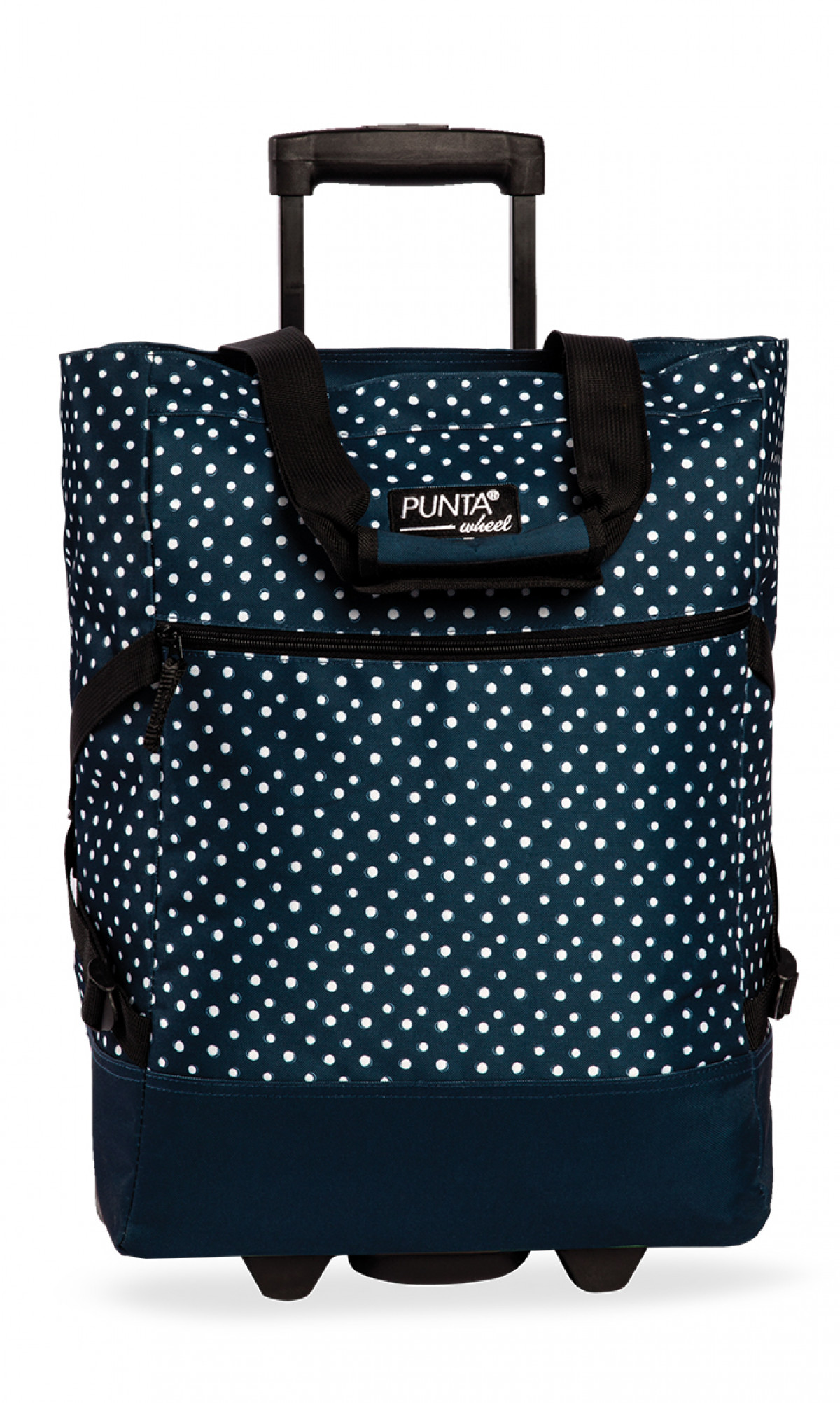 Punta kézipoggyász gurulós bevásárló táska mintás pöttyös kék
