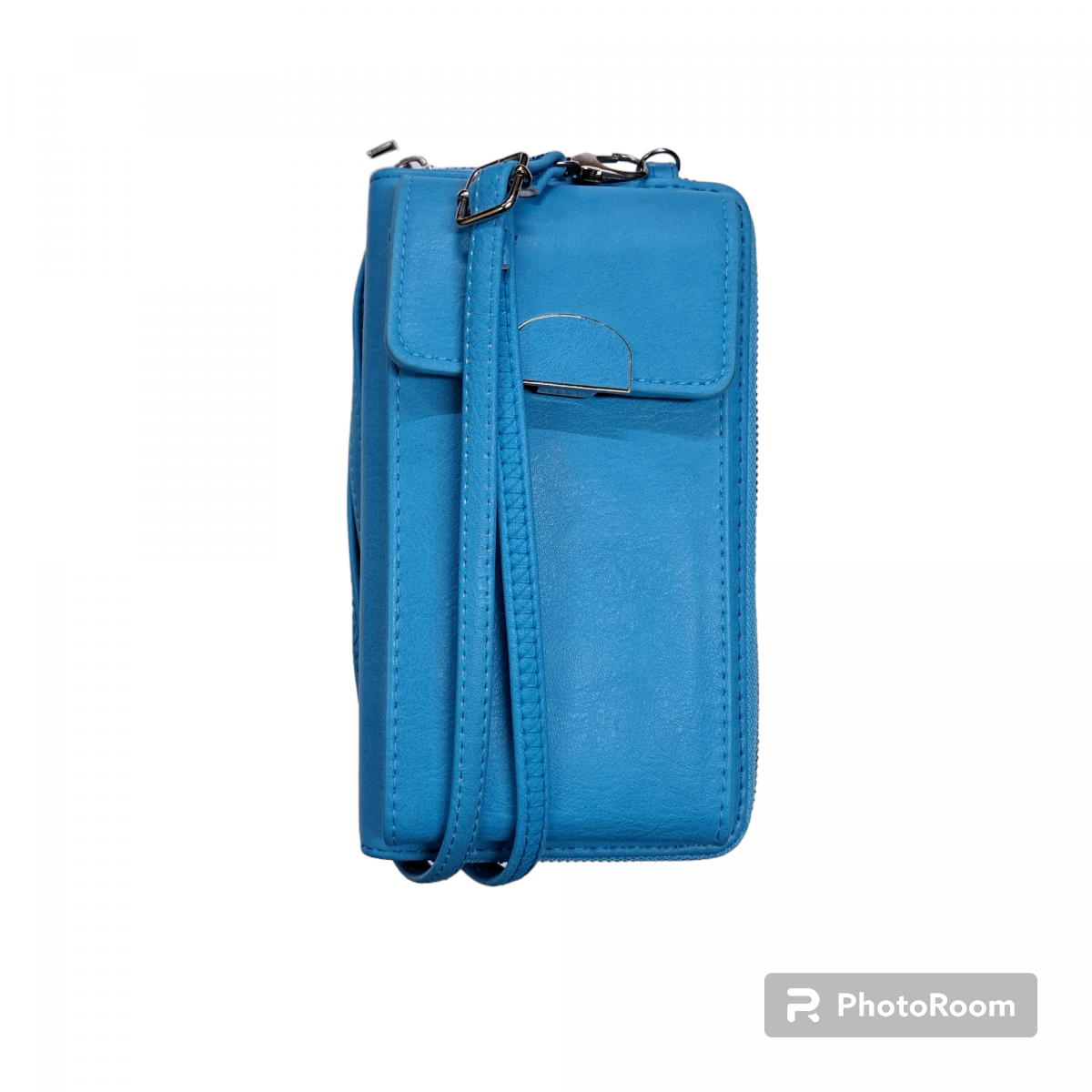 Olasz cipzáras hosszú pénztárca táska egyben telefontartós kék