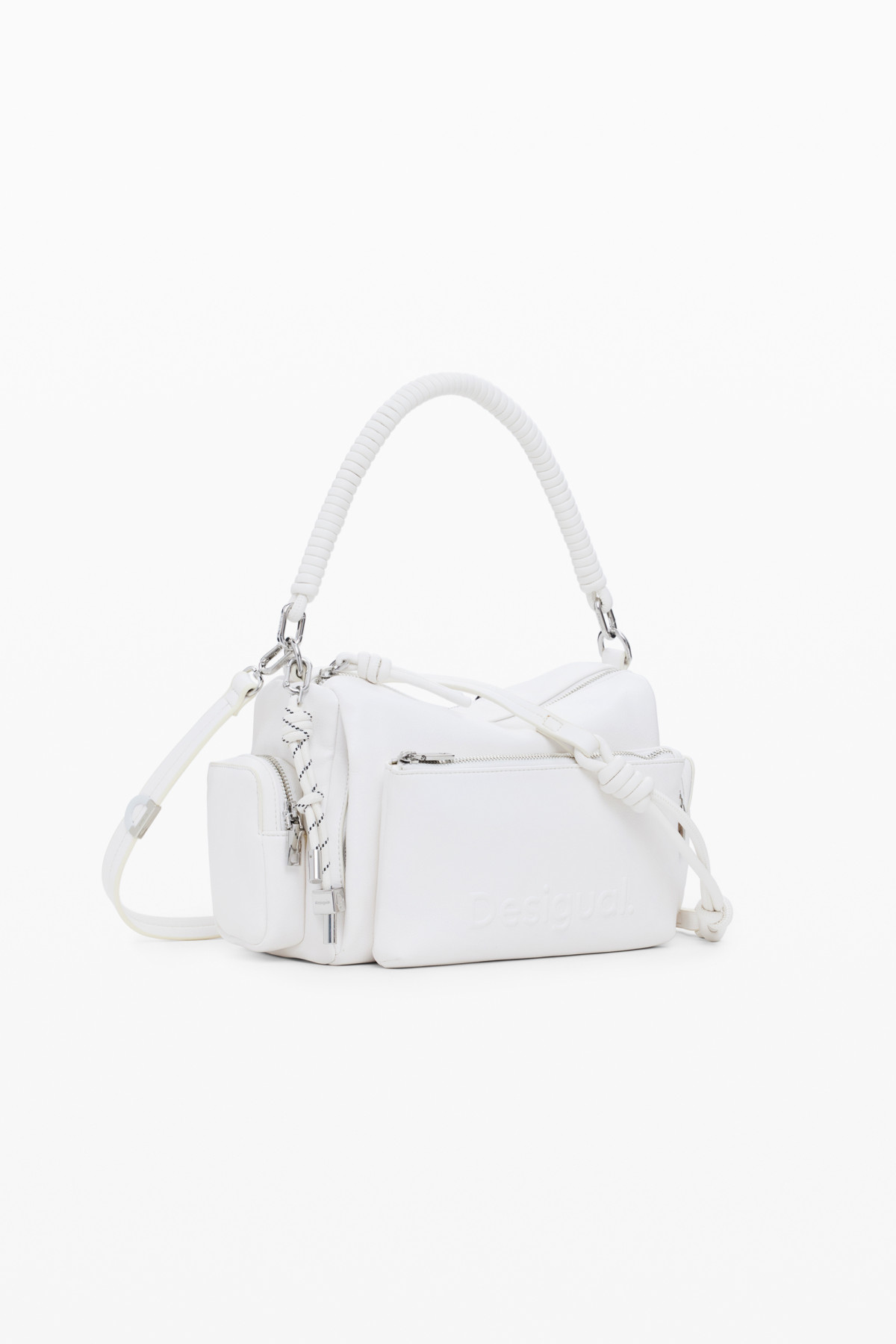 Desigual 3D logós bowling stílusú cserélhető pántos kézitáska törtfehér 