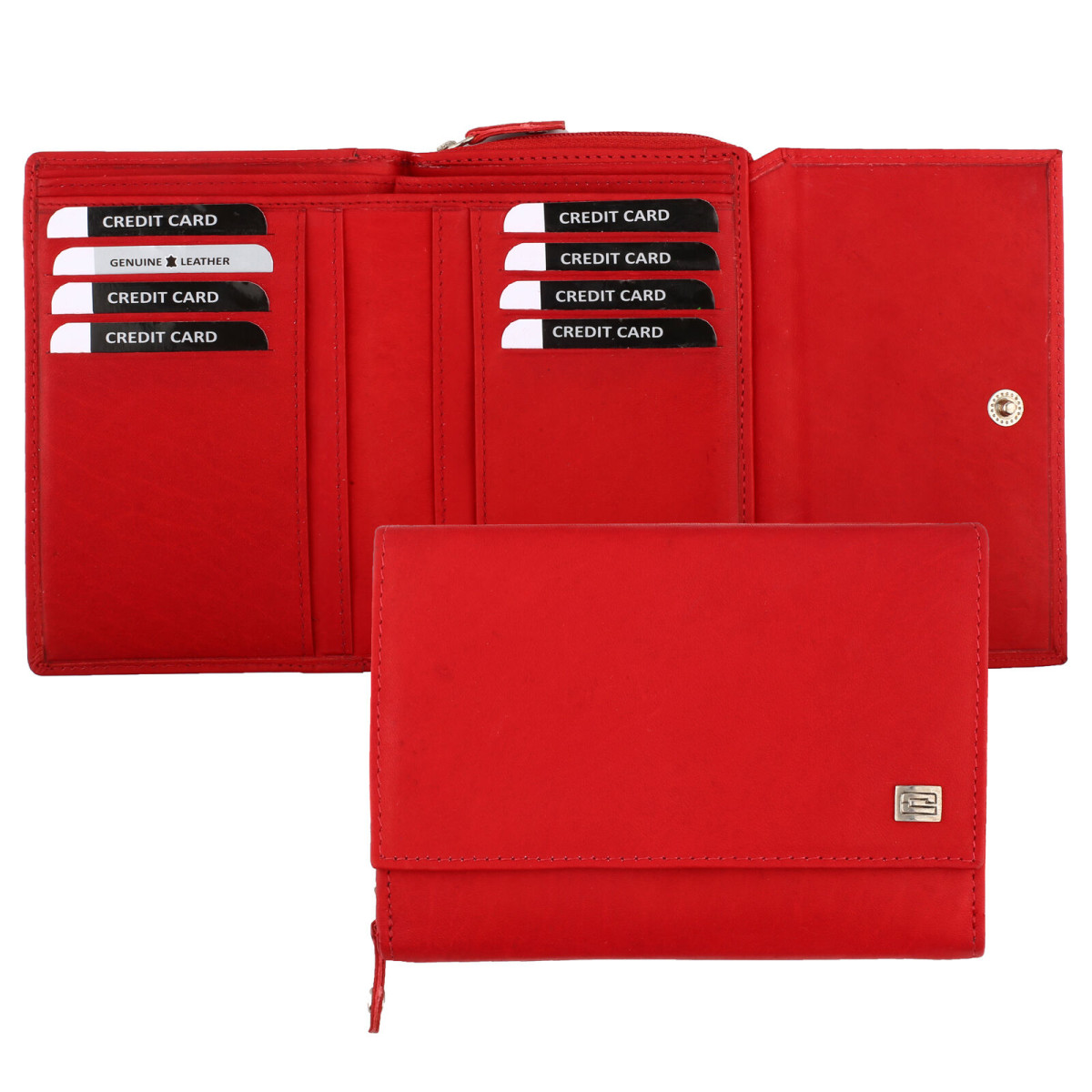 Kadro sok kártyatartós nagy aprós női mattbőr pénztárca Piros