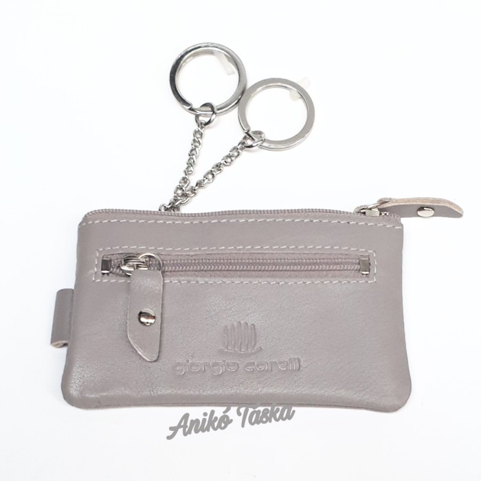 Cipzáras kulcstartó puhabőr két karikás színes 51 szürke-klón