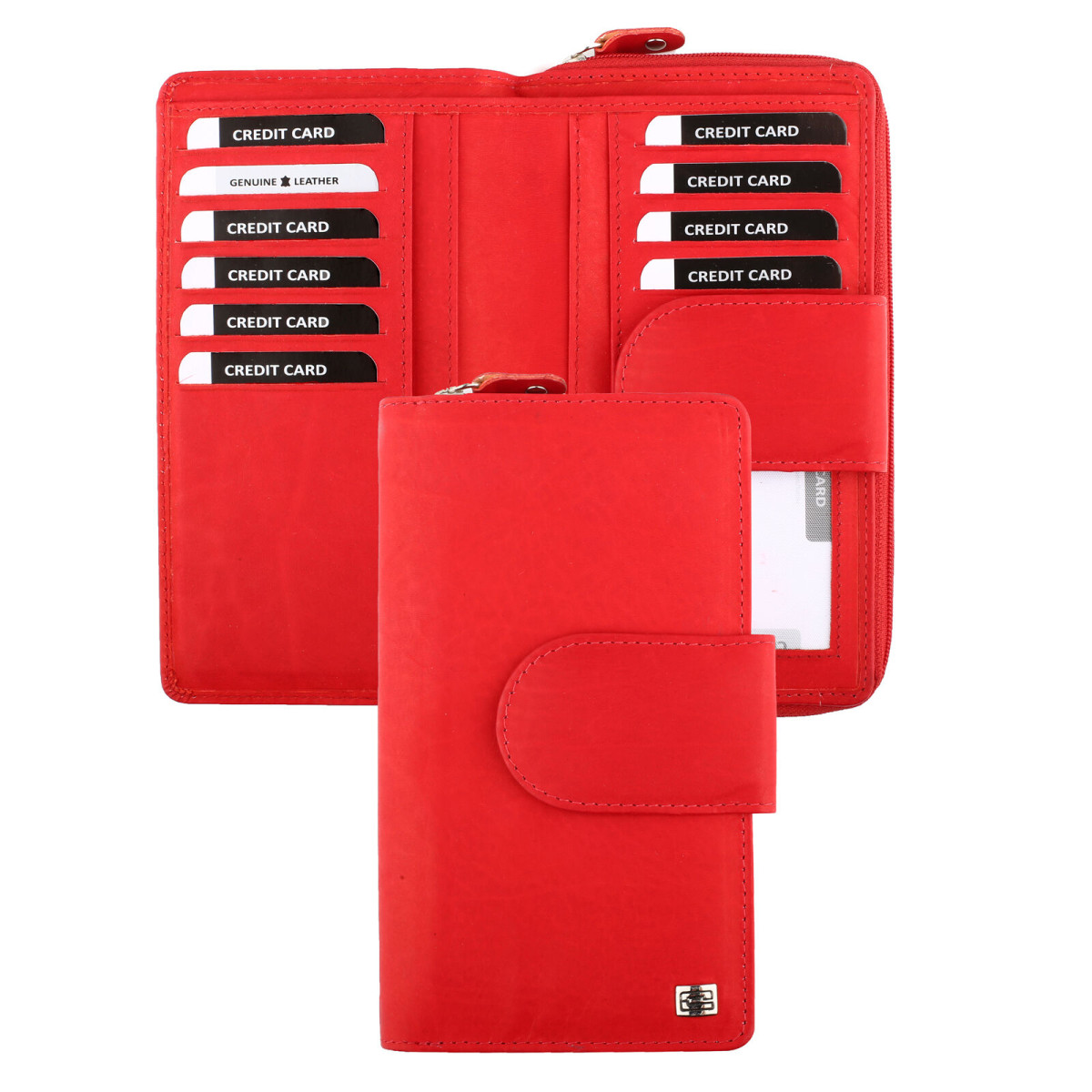 Choice női sok kártyás pénztárca bőr piros