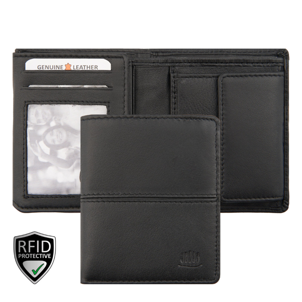 Giorgio Carelli sok kártyás fényképtartós bőr férfi pénztárca fekete