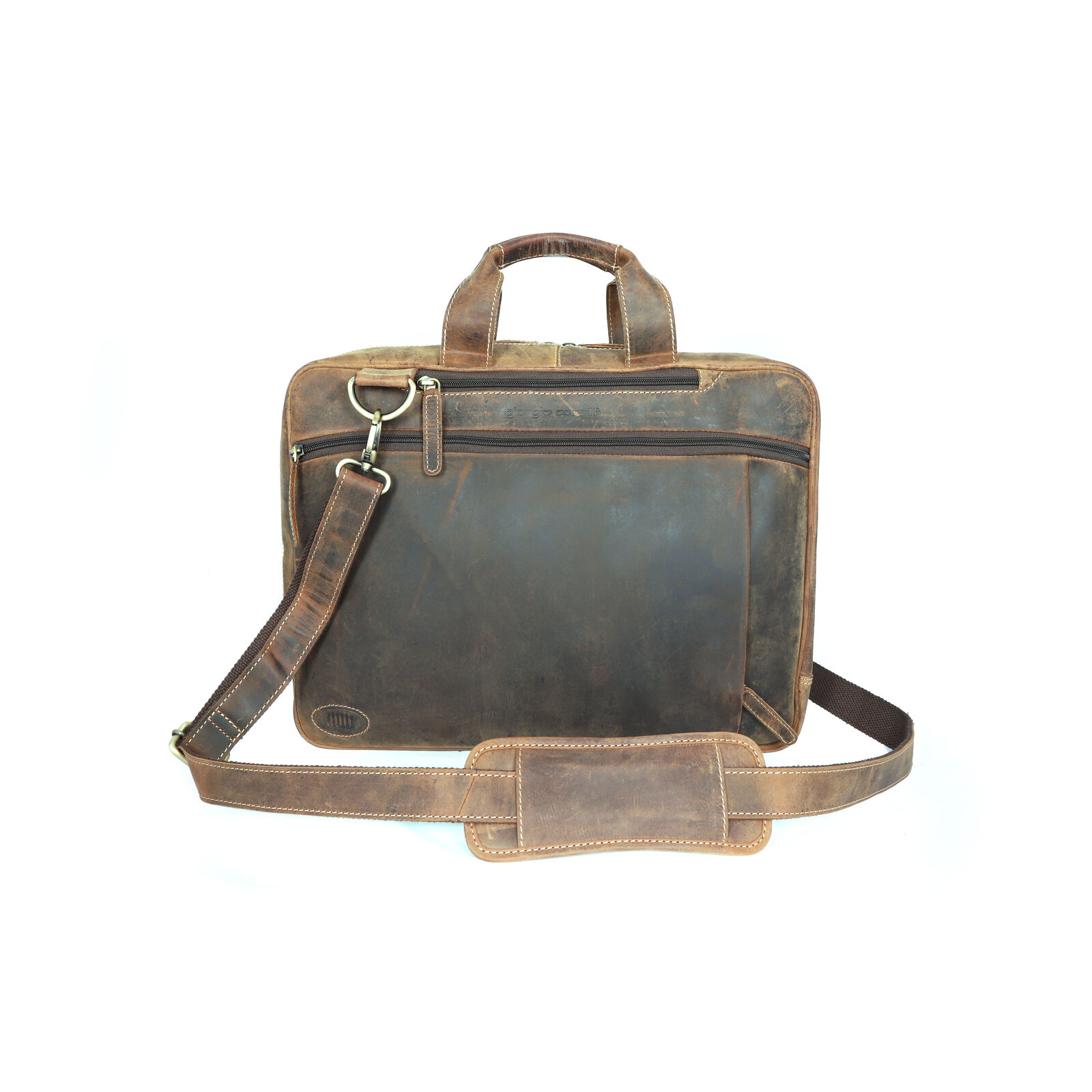 Giorgio Carelli zsírosbőr férfi laptoptáska vállra akasztahtó hosszúpánttal