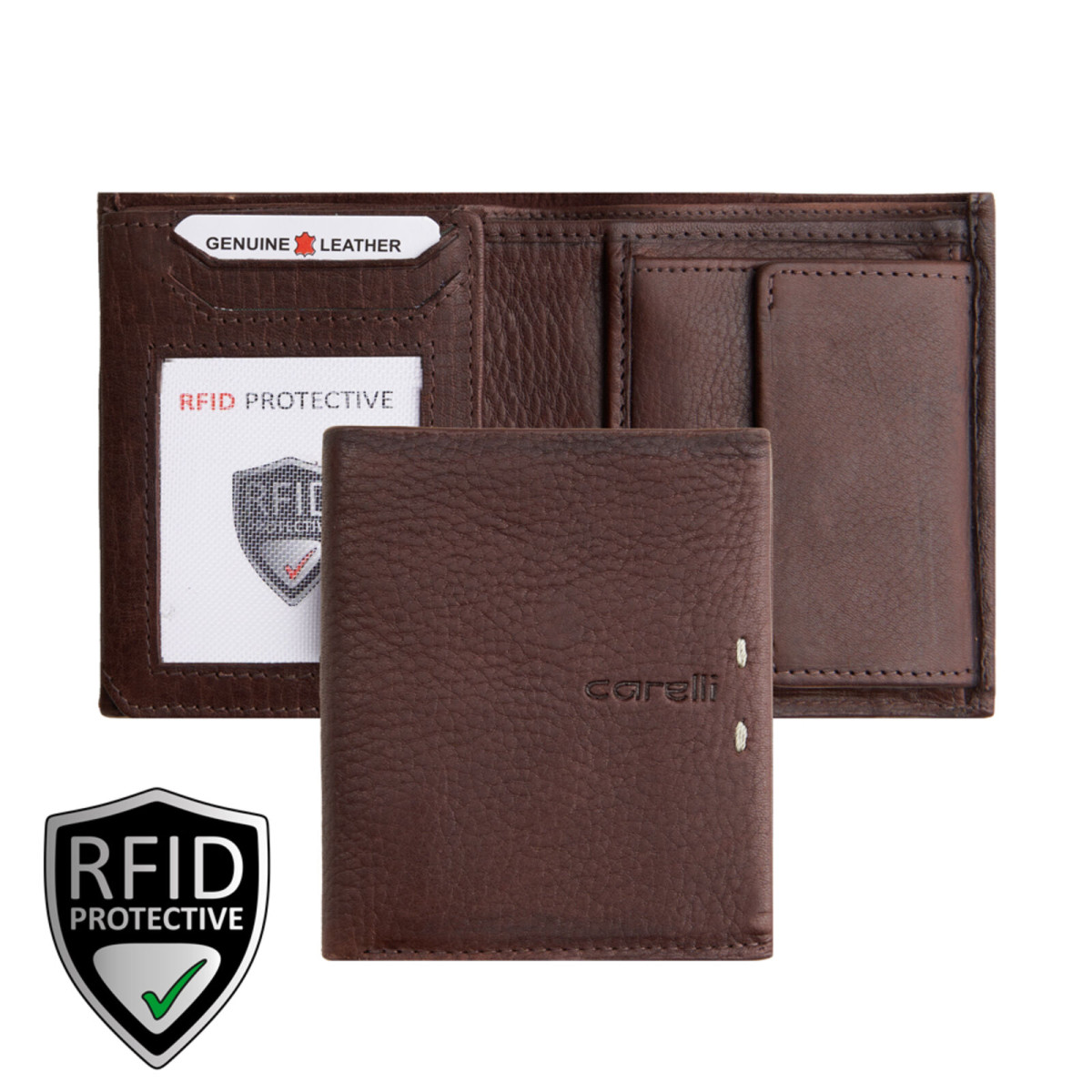 Giorgio Carelli férfi bőr pénztárca álló RFID barna
