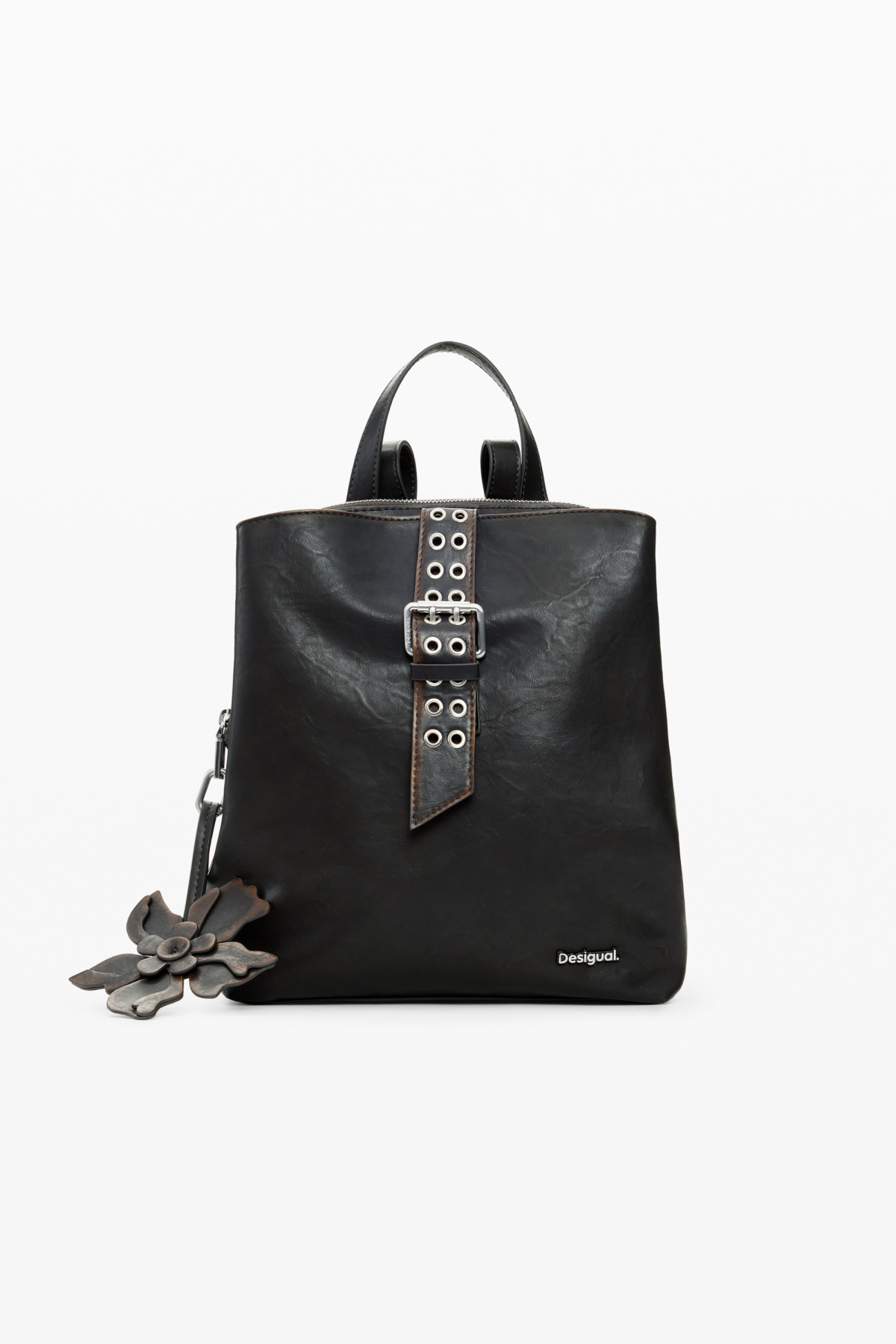 Desigual 3 részes hátizsák virággal sötét barna