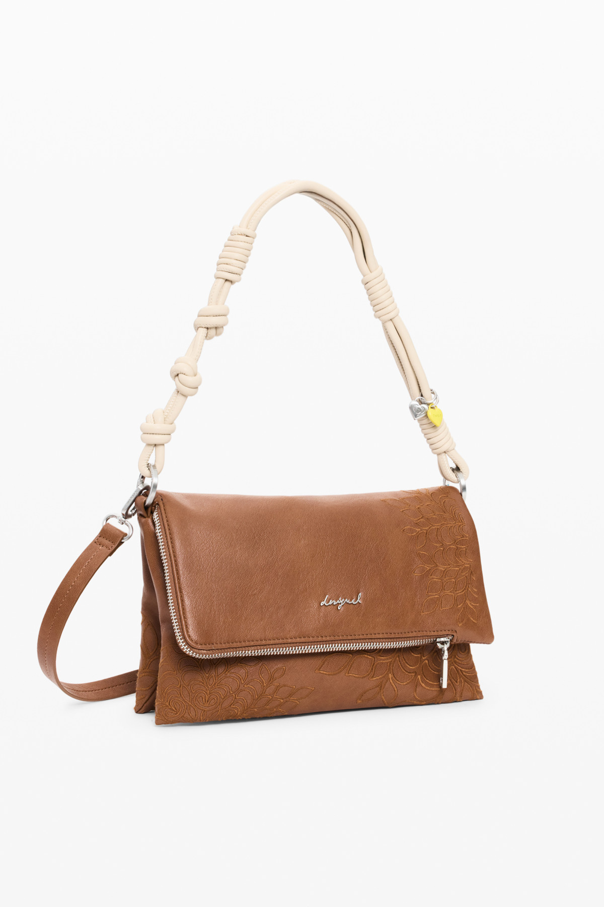 Desigual fedeles lapos válltáska hímzett camel barna