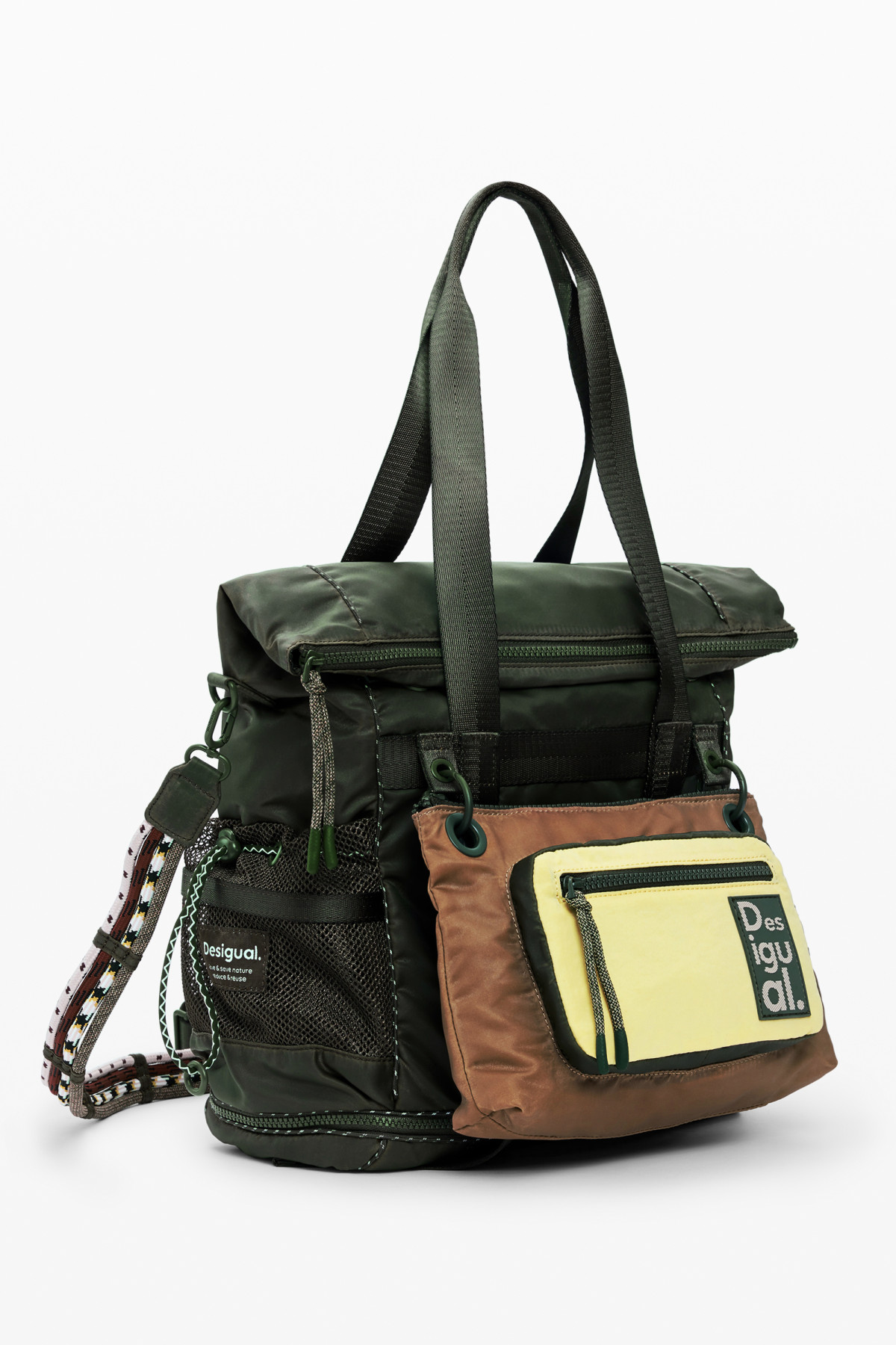 Desigual nagy VOYAGER hátizsák és/vagy válltáska bővíthető khaki zöld