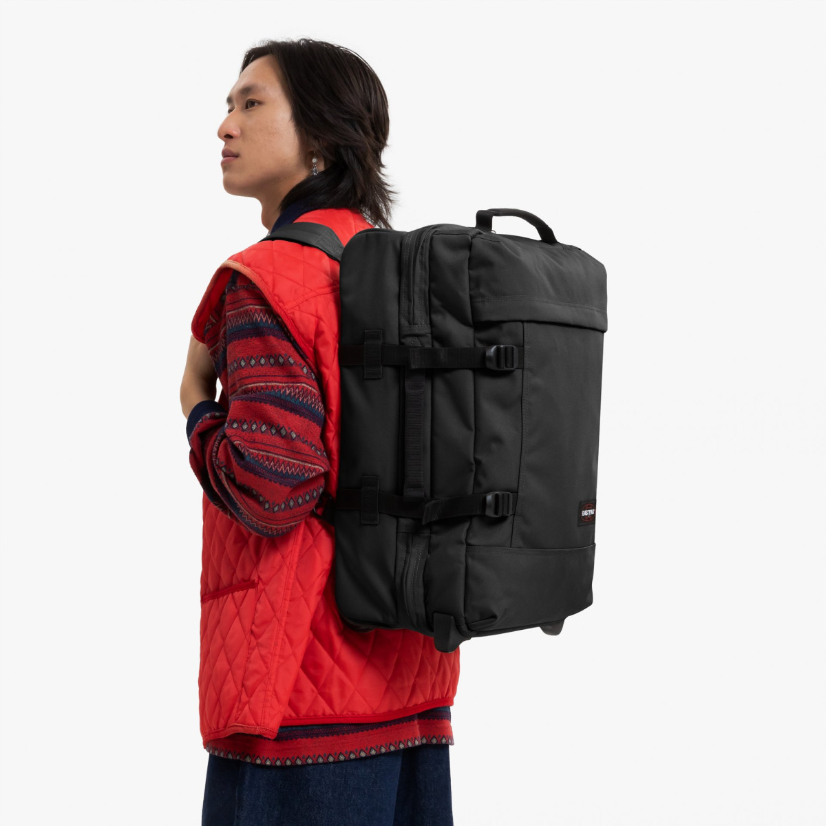 Eastpak STRAPVERZ S kézipoggyász vászon bőrönd hátizsák fekete