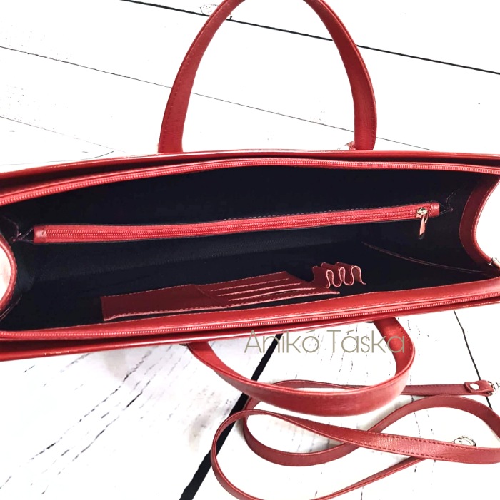 Bőr női aktatáska laptoptáska 17" piros Berkenye