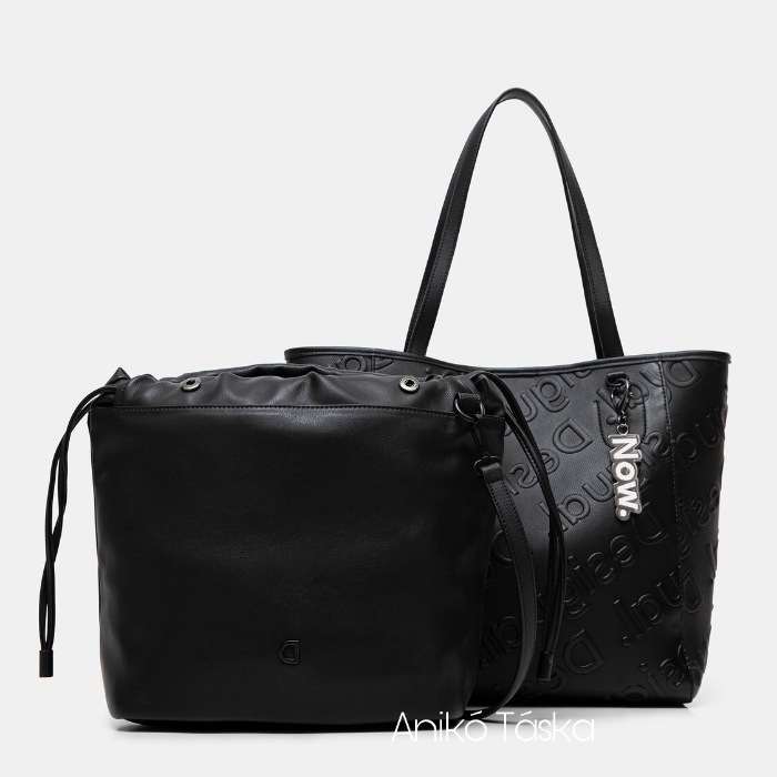 Új Desigual női shopper táska domború mintás fekete