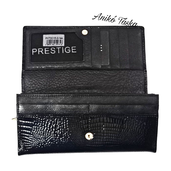 Prestige lakkbőr női brifkó pénztárca cipzáros fekete