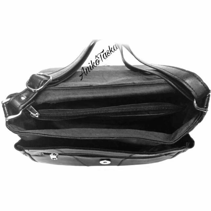 Fedeles bőr női táska állítható vállpánttal fekete